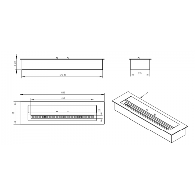 Dimensiones Quemador de bioetanol de 3 Litros F9660