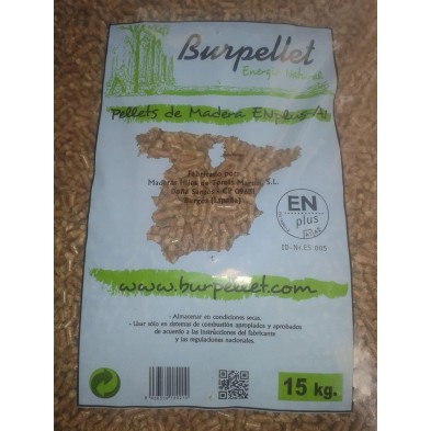 Saco de 15 Kg de pellets de madera de pino Burpellet